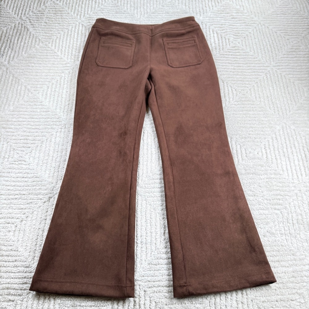 Cato Faux Suede Flare Pants Women's Small Petite Brown Boho Western Boho 70s